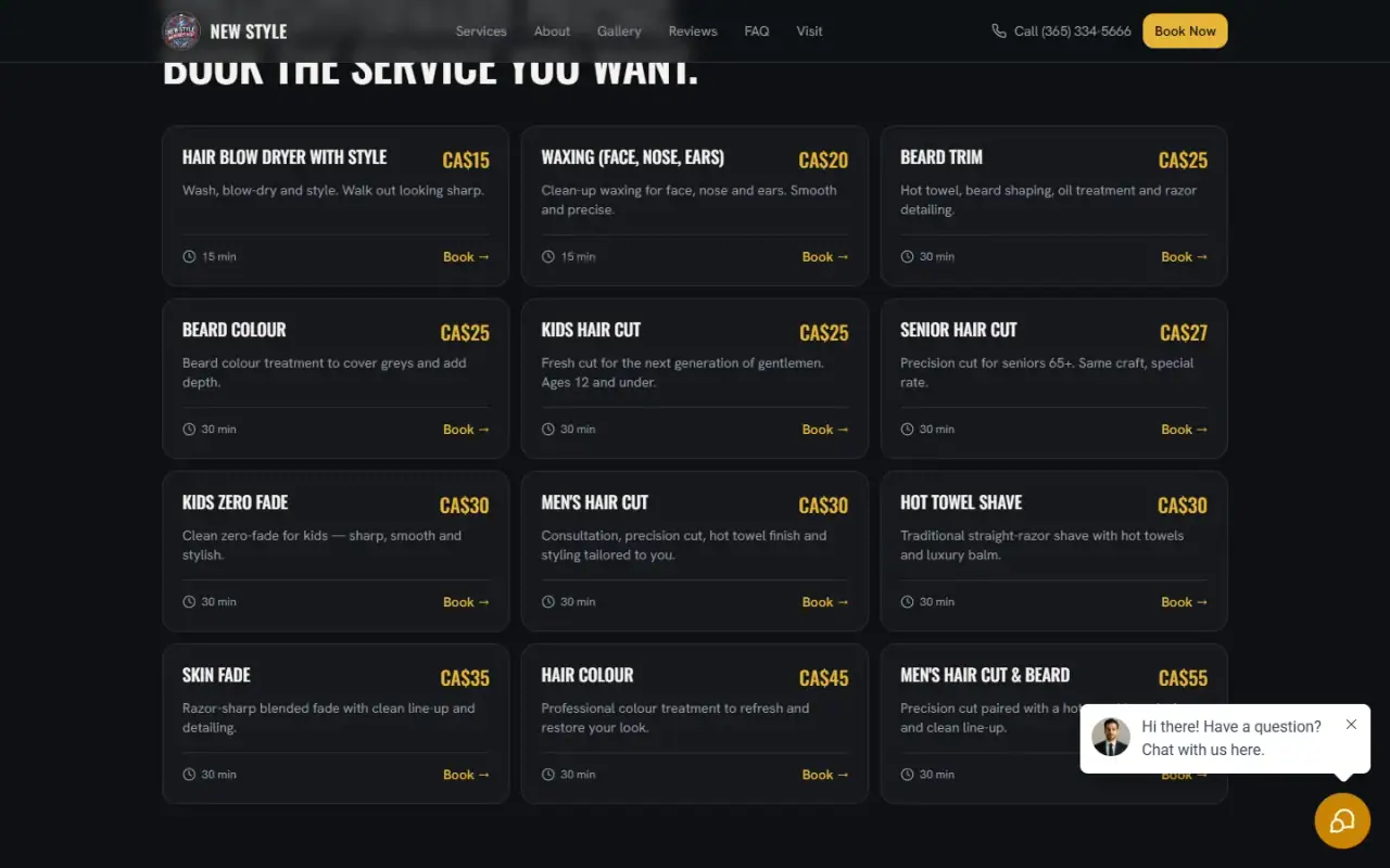 New Style Barber Shop: Further down the page